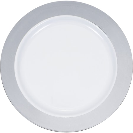 Sensations Silver Rim Plastic Plates, 9", 120PK 347874